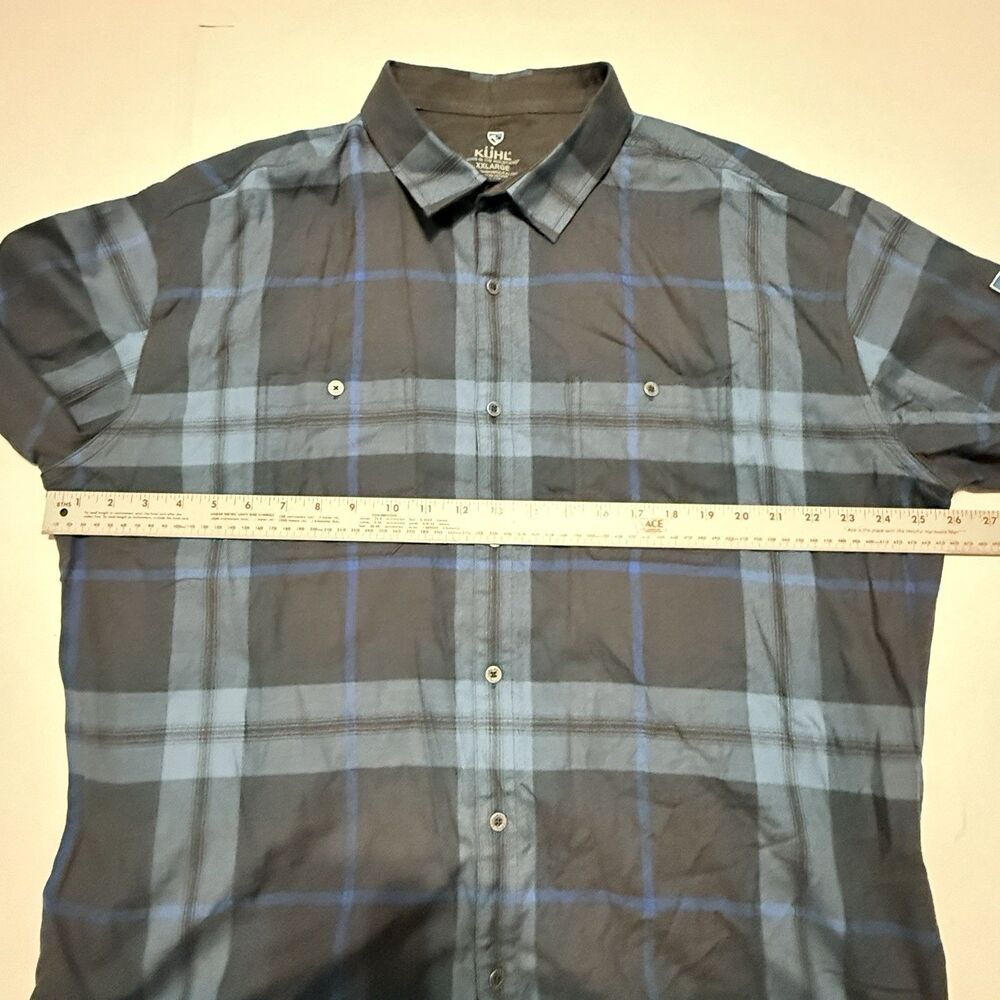 Kühl Fugitive Men’s 2XL Soft Flannel Button Up Blue Plaid Shirt Long Sleeve - Picture 9 of 13
